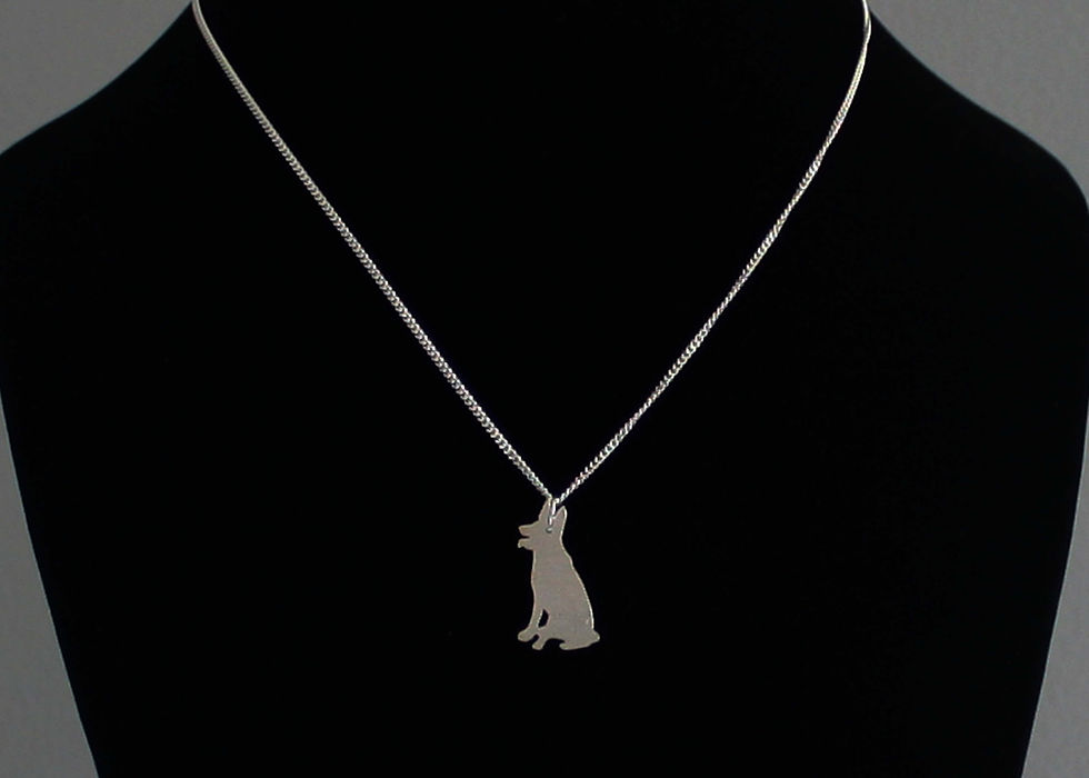 Thumbnail: German Shepherd Dog Necklace in solid sterling silver. Alsation Necklace