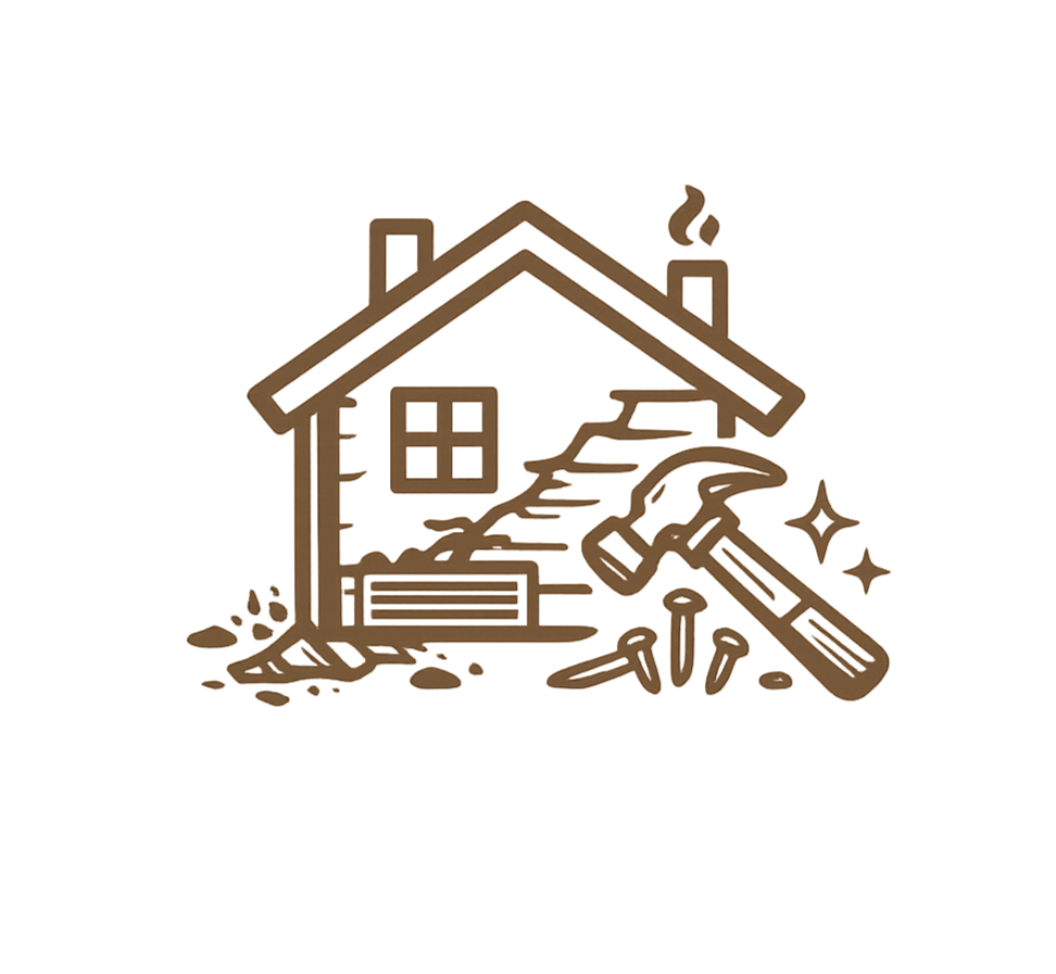 Icon of home wildlife damage repair with hammer and nails