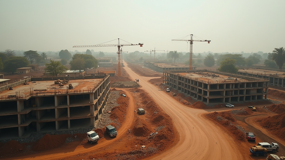 Vue aérienne d’un chantier d’éco-construction à Yaoundé