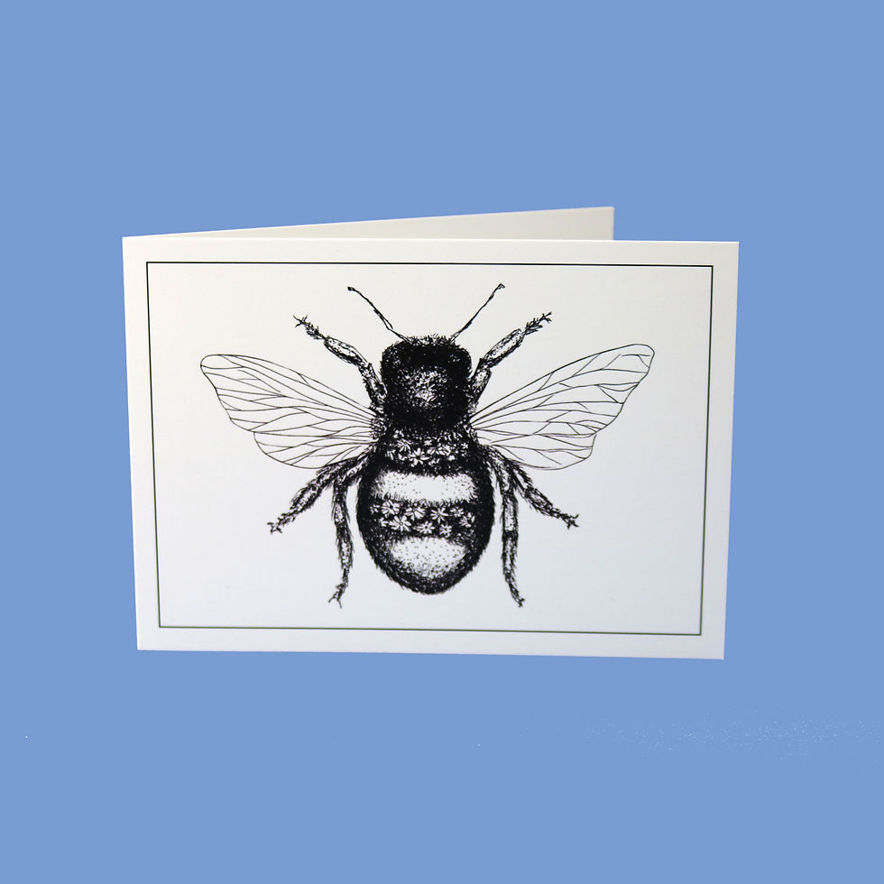 Original Art Wildflower Bee Greetings Card