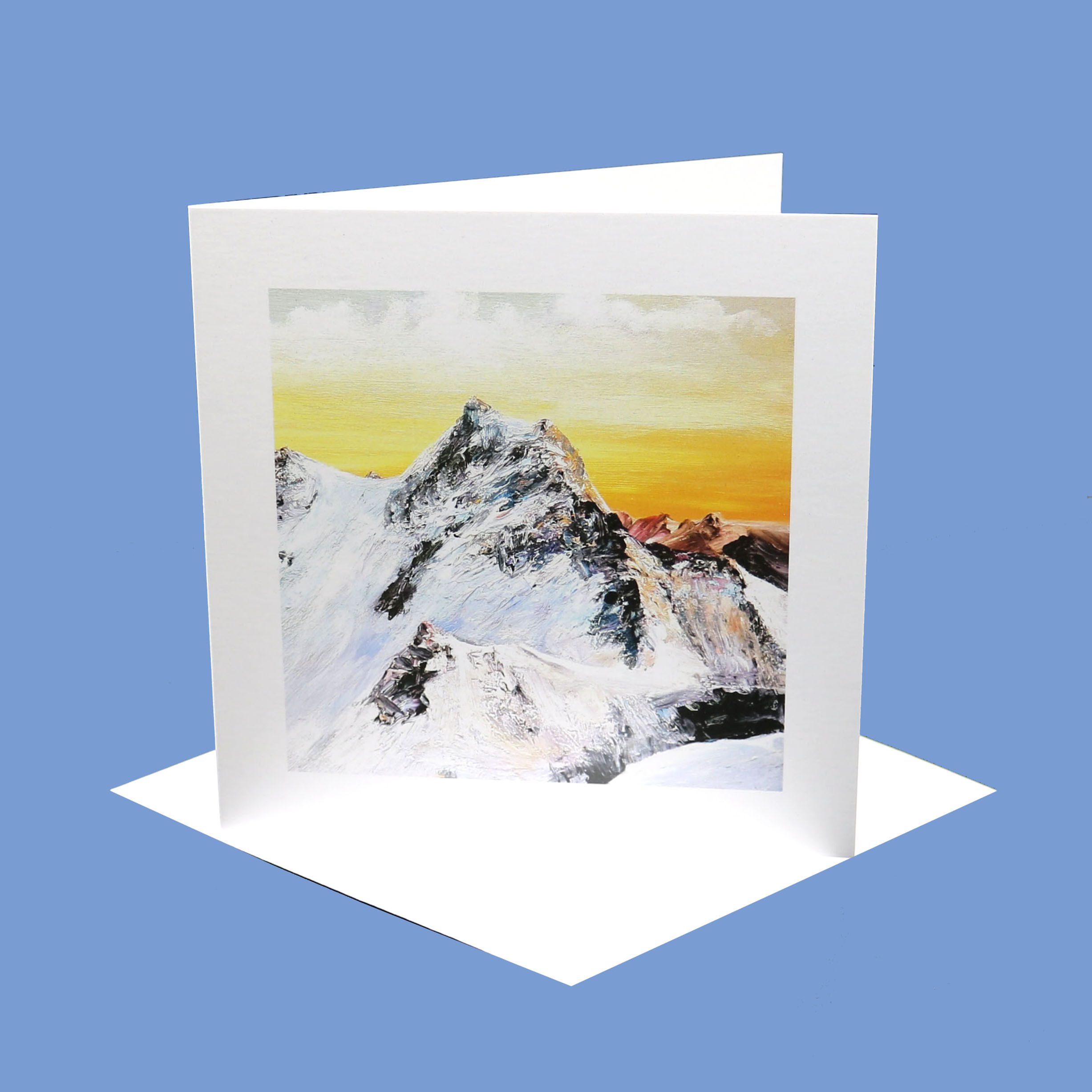 Snowy Mountain Art Greetings Card
