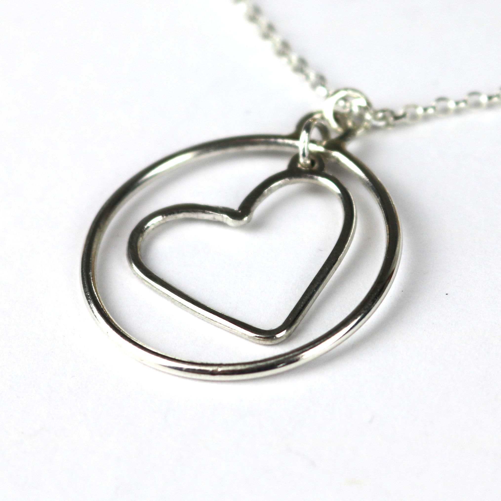 Sterling Silver Encircled Heart Pendant Necklace