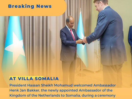 President Hassan Sheikh Mohamud Receives Credentials of New Netherlands Ambassador to Somalia