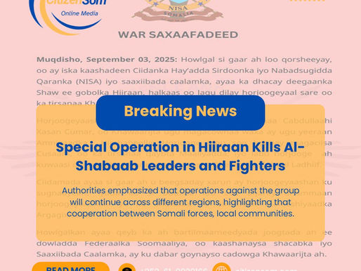 Senior Al-Shabaab Commanders Killed in NISA-Led Operation in Hiiraan
