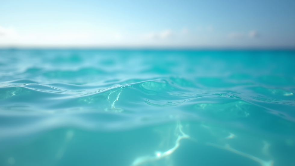 Close-up of a clear blue ocean water meeting the horizon