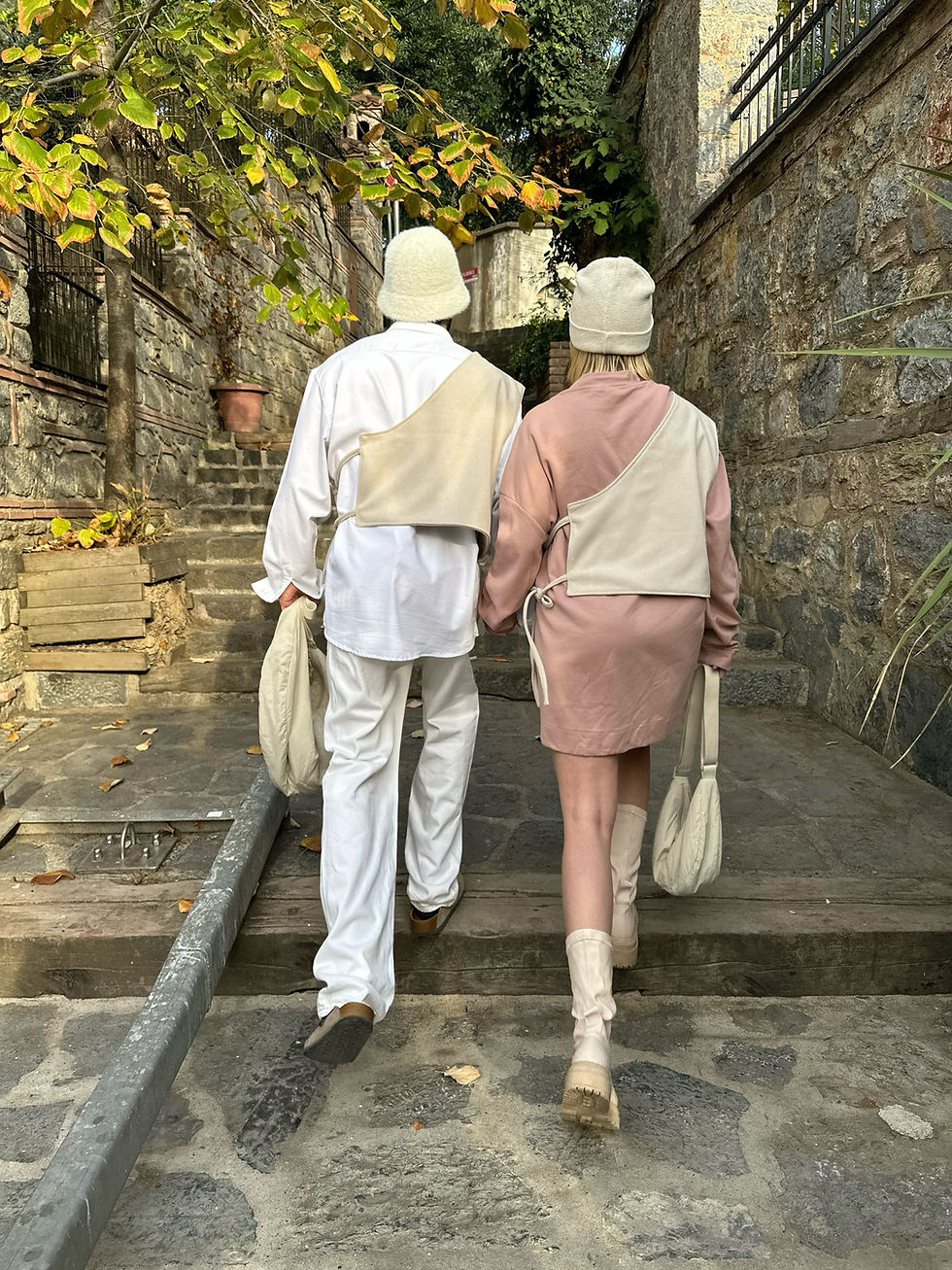 Küçük resim: Premium Unisex Oversize Tek omuz bağlama detaylı yelek