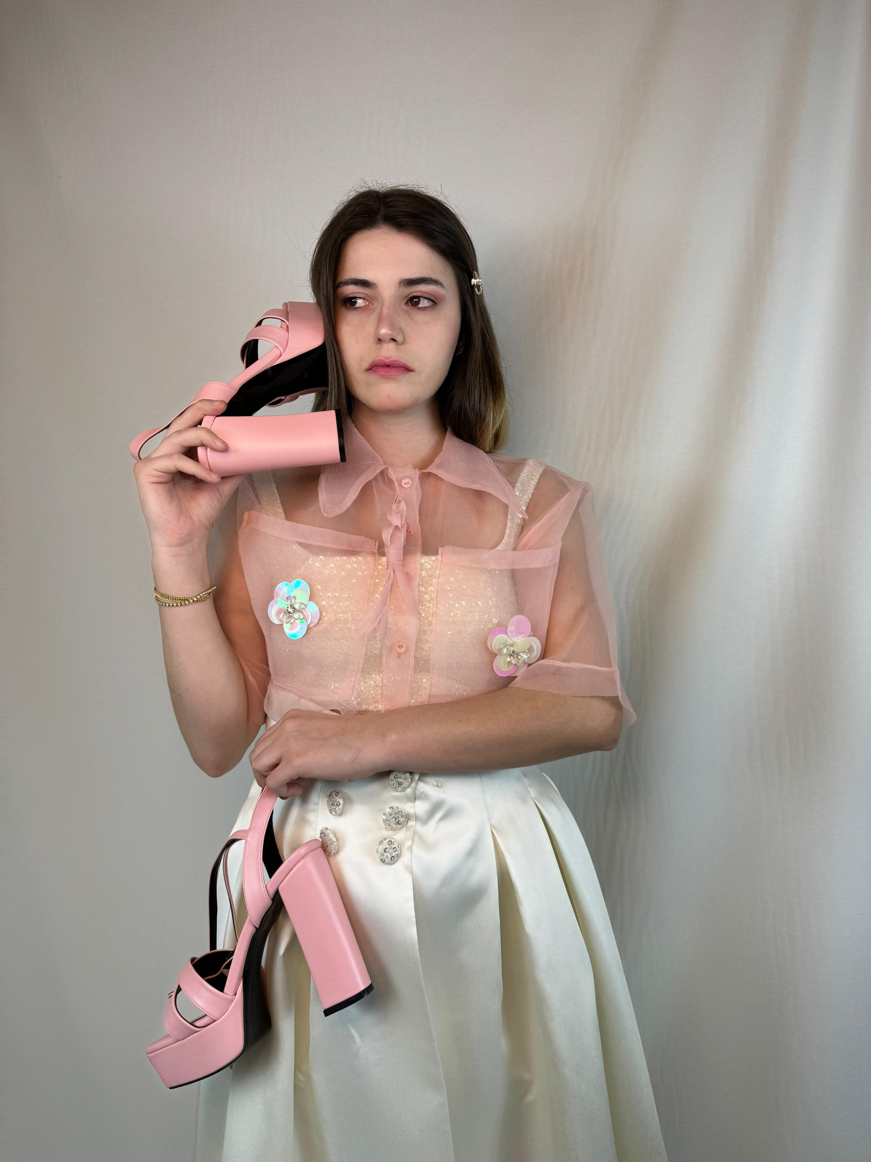 Özel tasarım mat organze gömlek