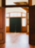 The main entrance doors to Erskine Chapel