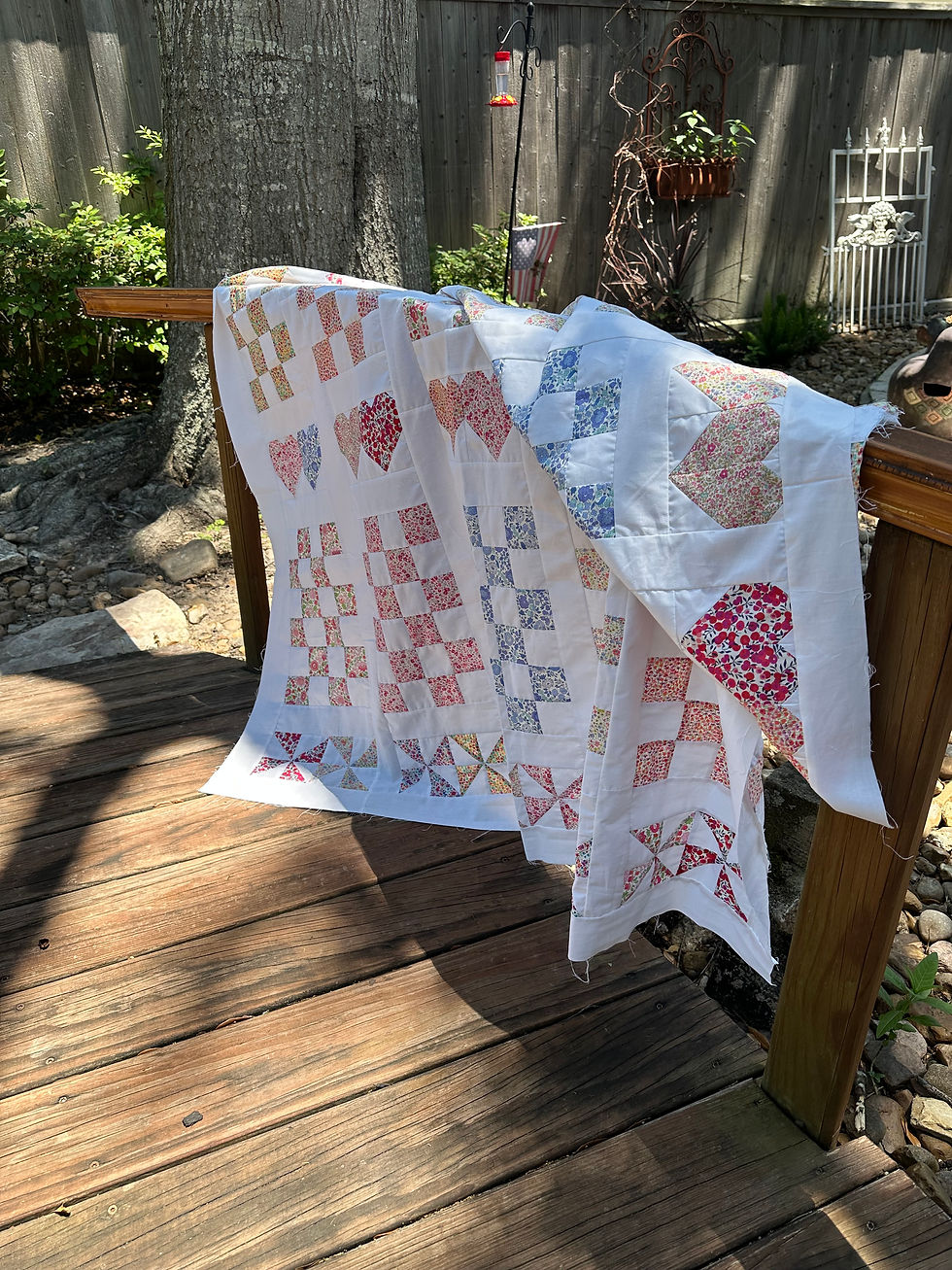 A quilt pattern and finished quilt.