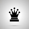 Black queen chess piece silhouette with a crown-like design on a white background