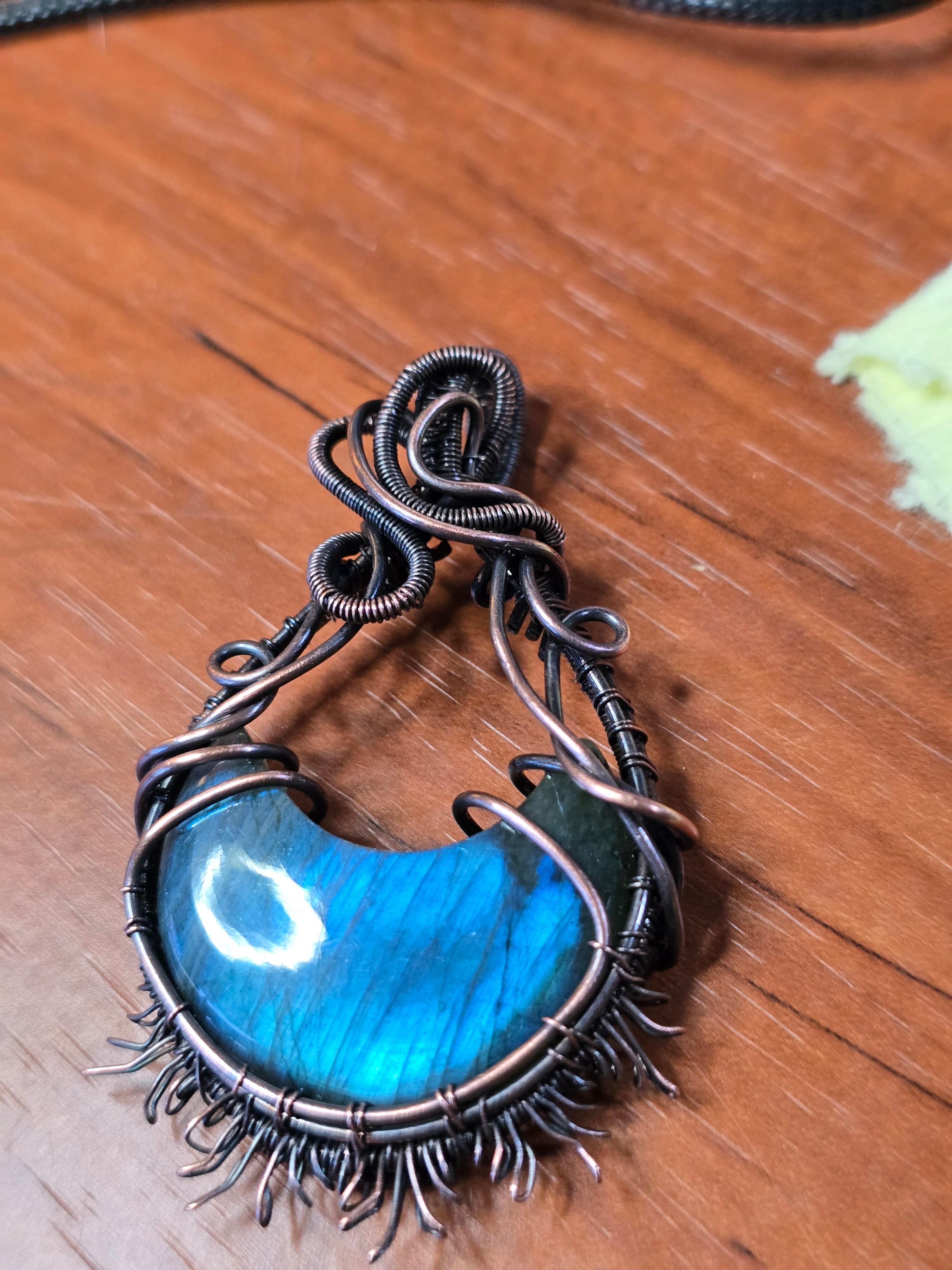 SOLD - Labradorite moon in copper wire