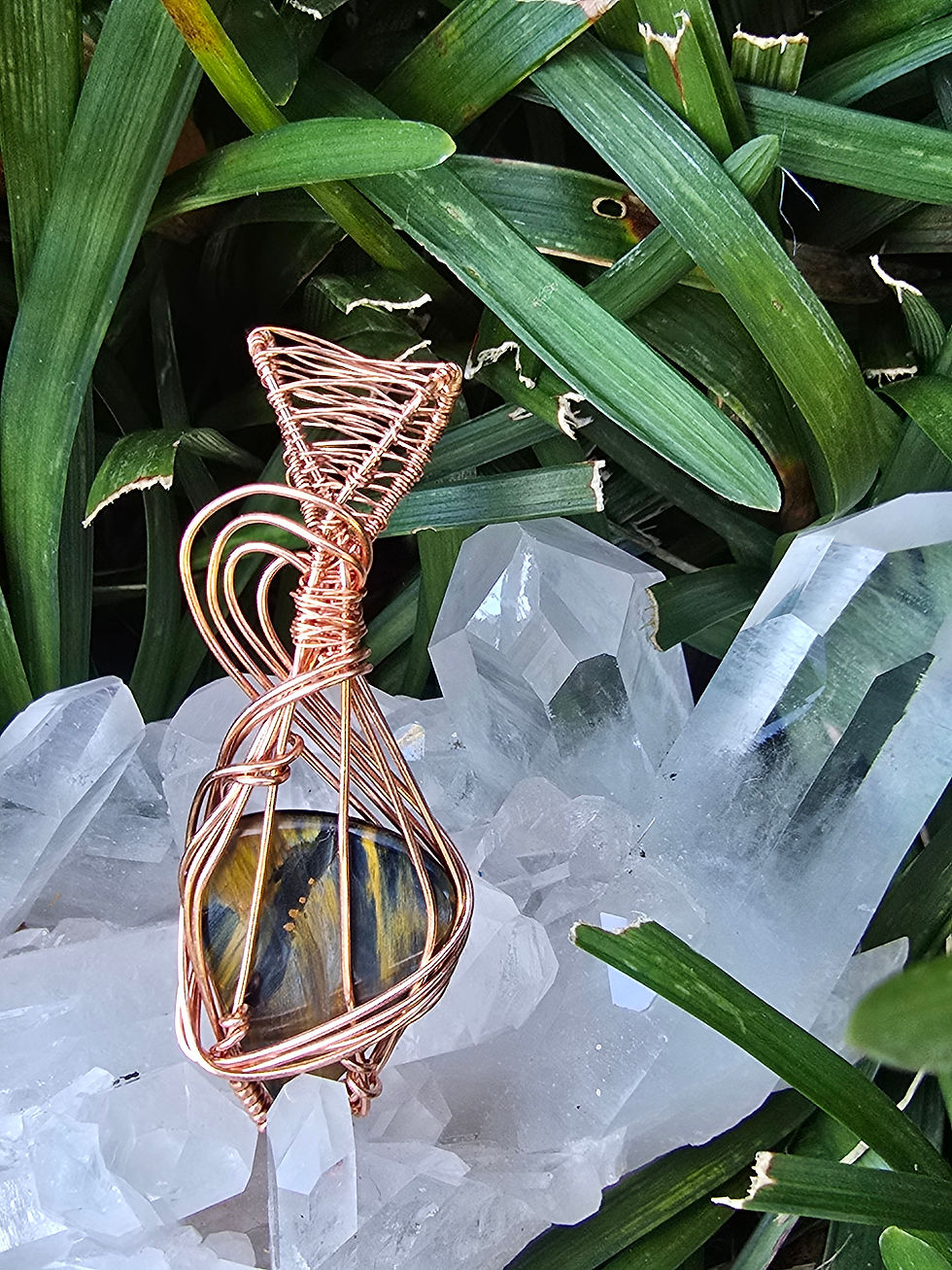 Thumbnail: SOLD - Pietersite stone with copper wire wrap