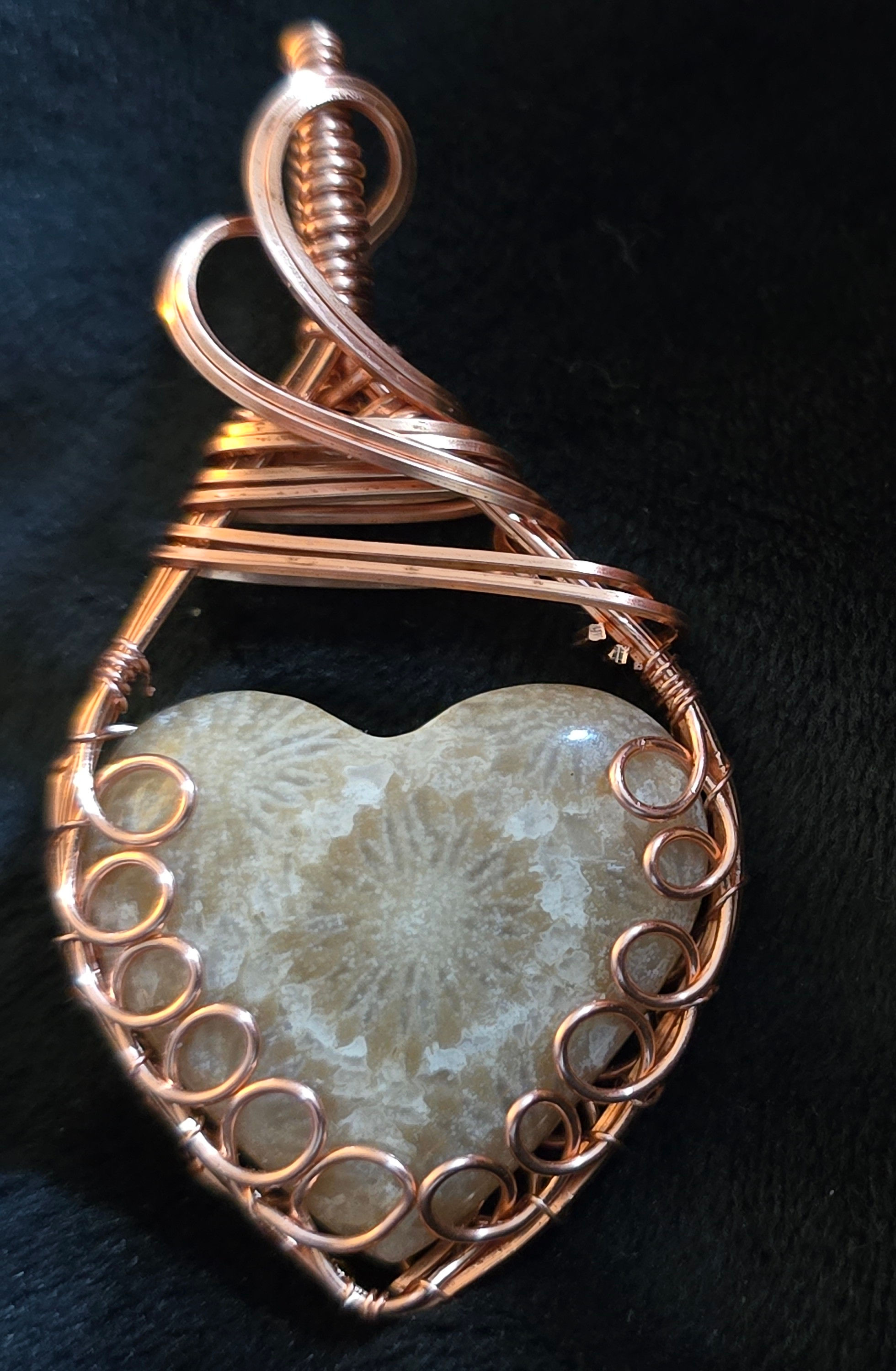 Coral heart in copper