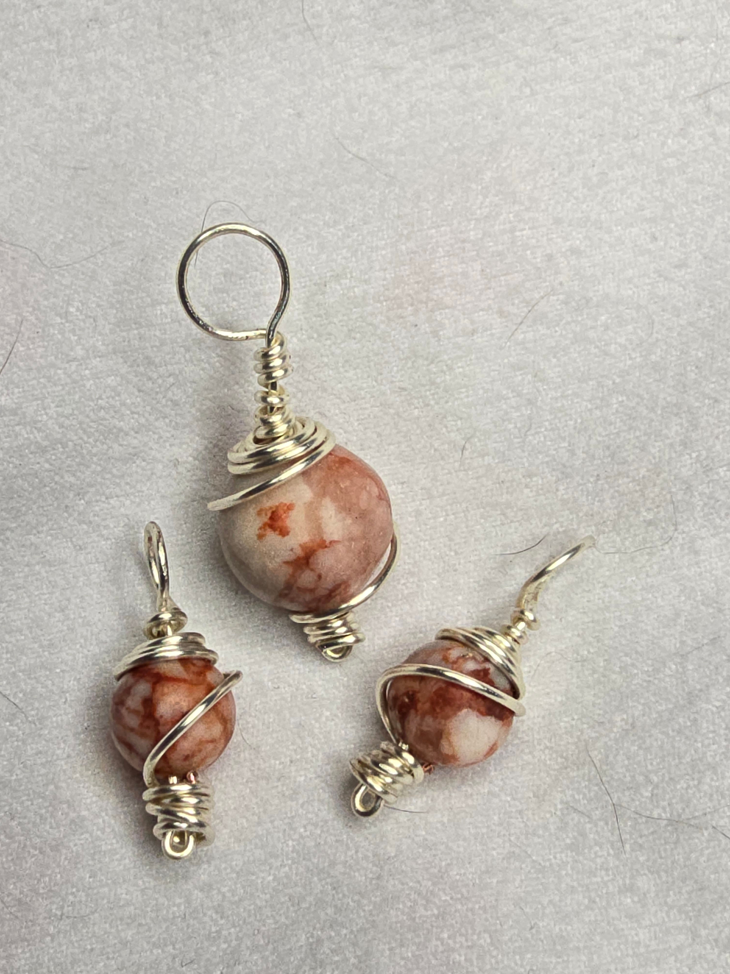 Pendant - Red Network Jasper small pendant in silver plated copper