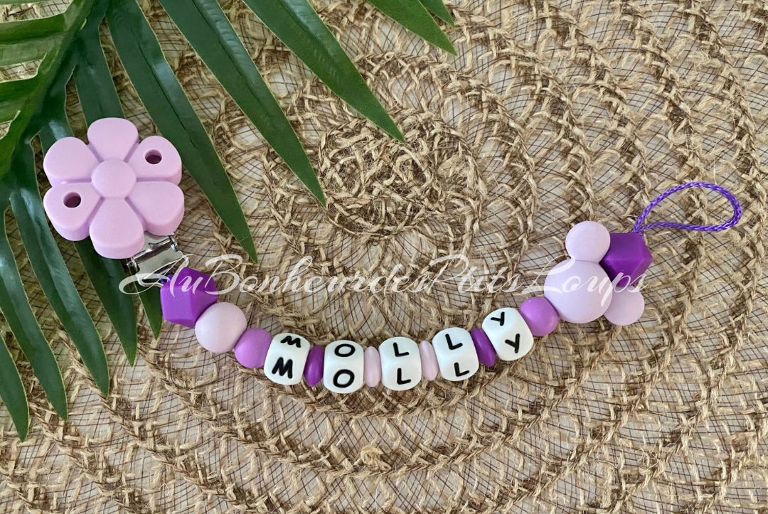 Attache lolette Fleur (8 couleurs de clip à choix)