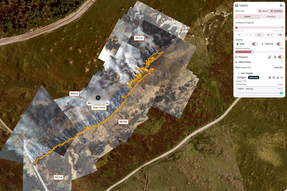Línea de fuego y cartografía integrada de una quema prescrita con CHRIS