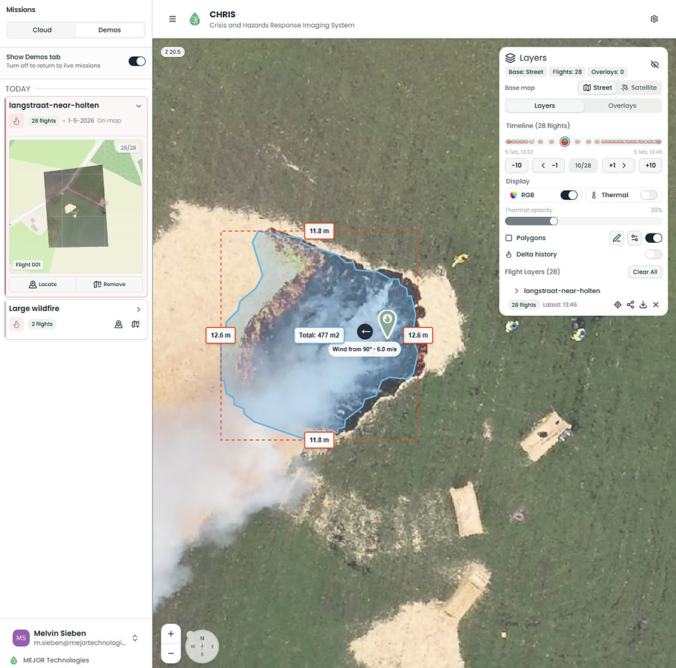 Delta history shows how the incident changes between flights, tracking spread and comparing conditions over time.