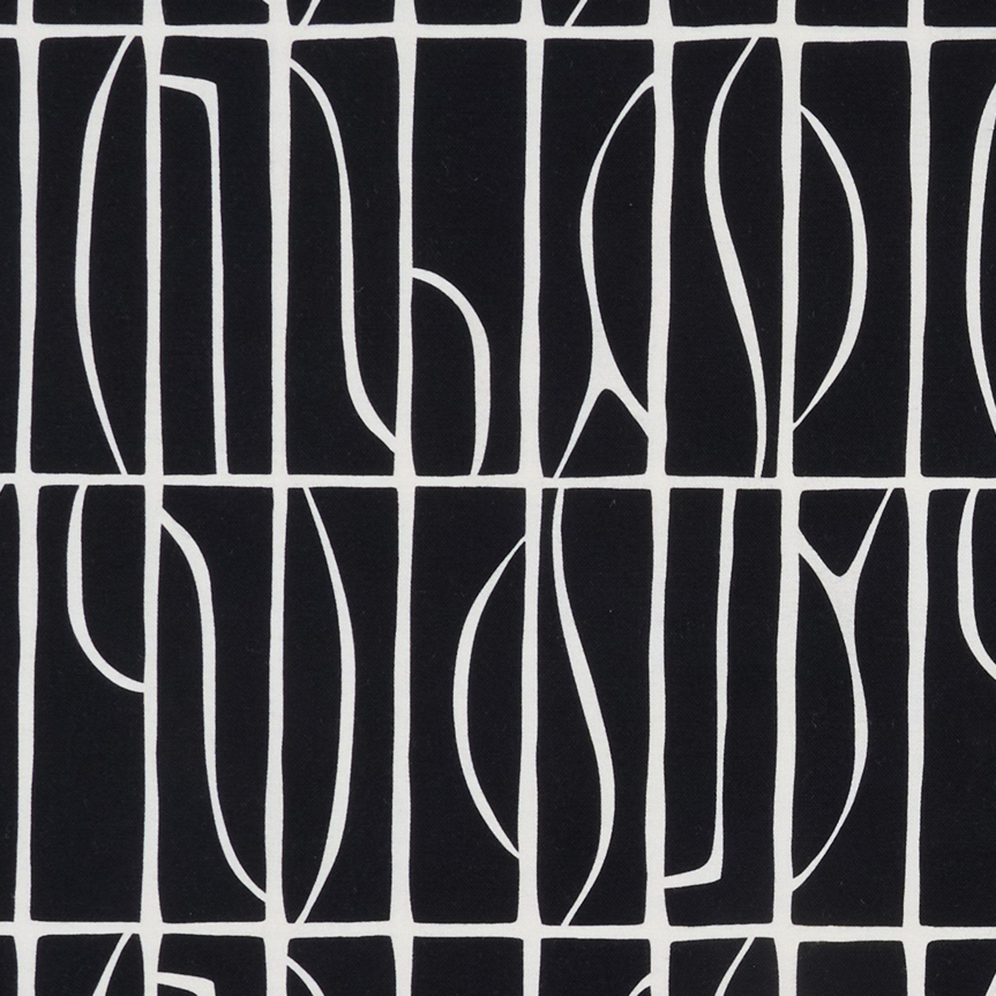 Modern white abstract print on cotton fabric, perfect for bold drapery, statement cushions, or graphic interior accents.