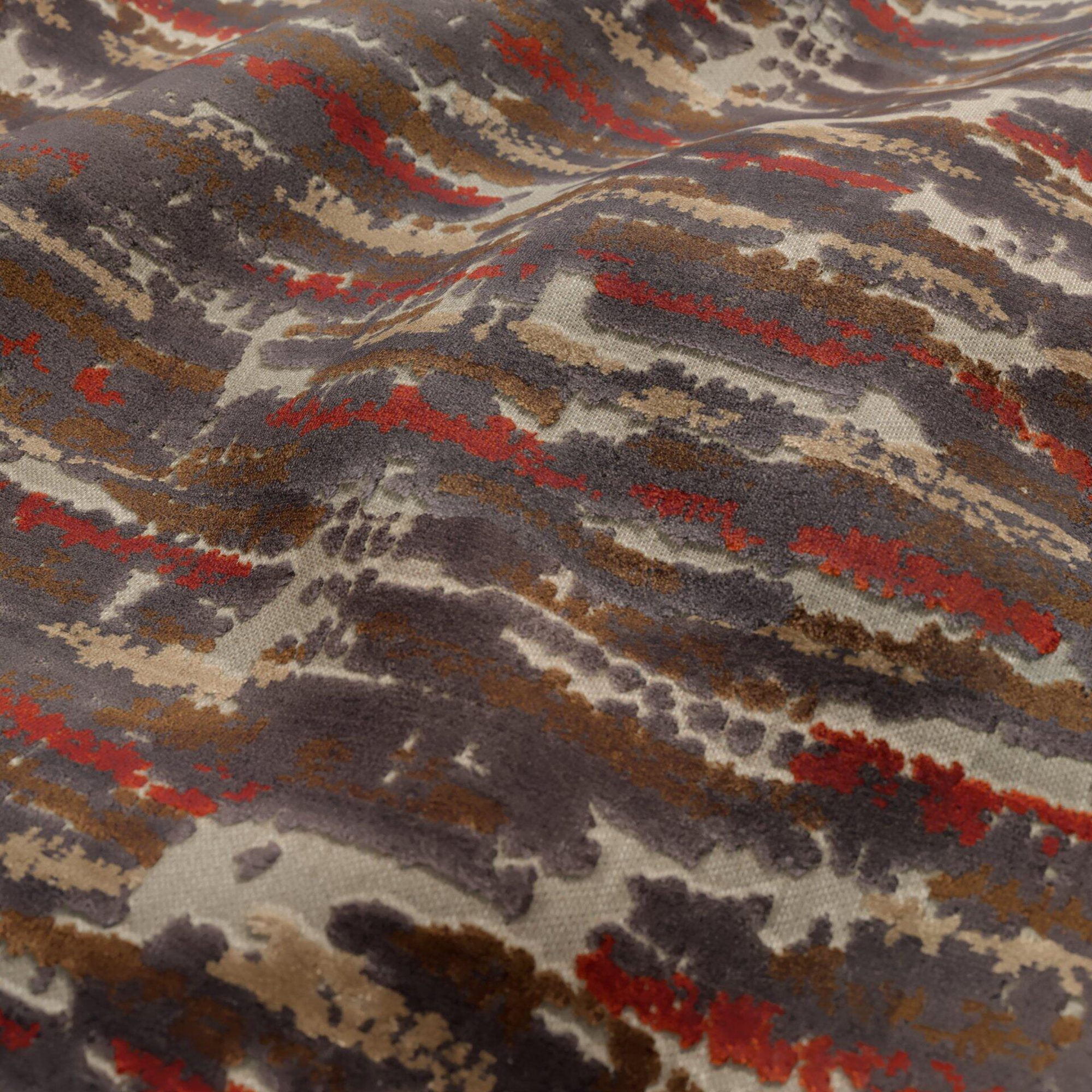 Velvet upholstery fabric with abstract patterning, ideal for high-performance residential or commercial furniture.