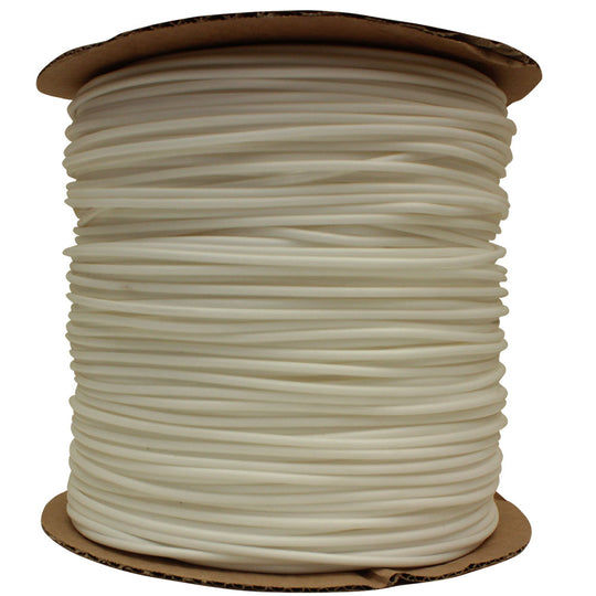 500-yard cardboard spool of white 5/32-inch PVC poly welt cord for upholstery, marine, automotive and outdoor applications.