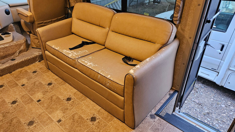 Before Reupholstery: Original RV Furniture