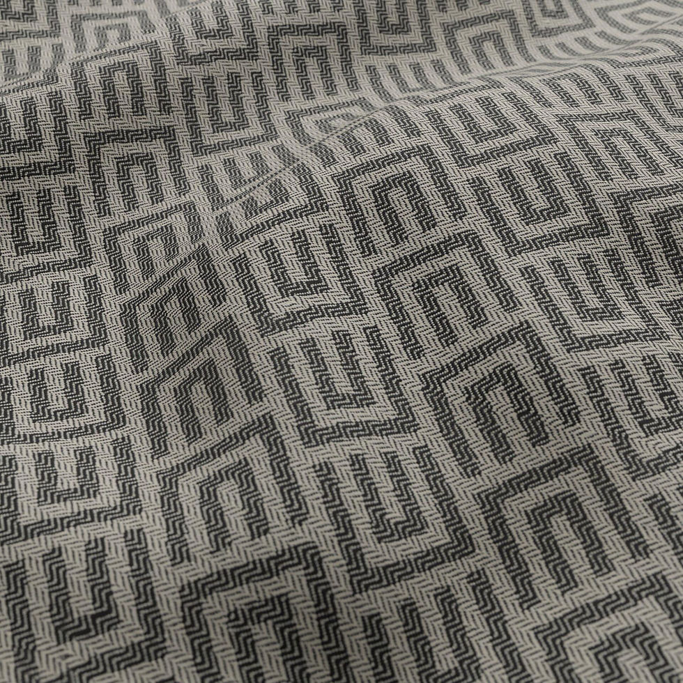 Thumbnail: Close-up of Greek key jacquard upholstery fabric designed for durable and stain-resistant furniture.