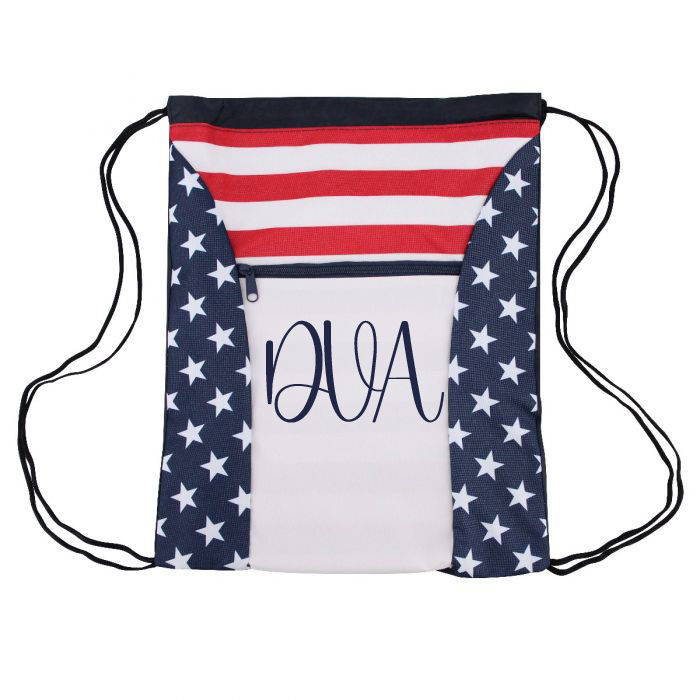 Thumbnail: Americana Drawstring Bag with Initals