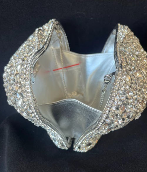 Thumbnail: Silver Crown Clutch with Clear Swarovski Crystals