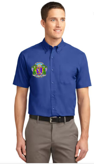 25th Anniversary Embroidered Short Sleeve Mens Easy Care Button Down Shirt