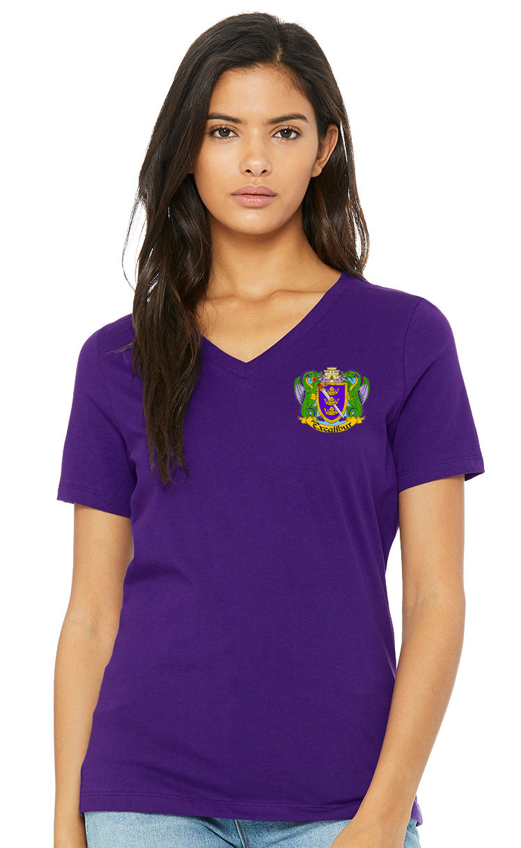 Thumbnail: Printed Ladies' Relaxed Jersey V-Neck T-Shirt