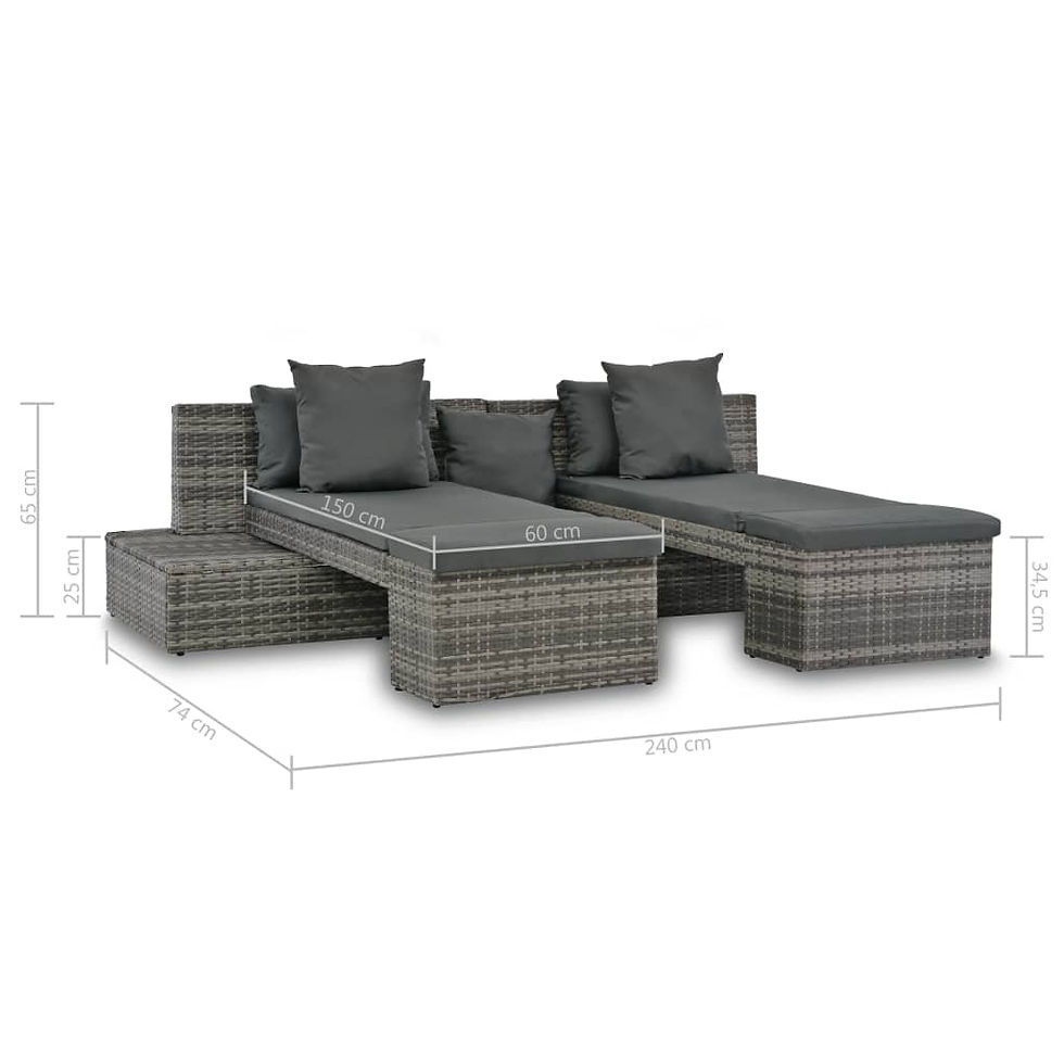 Miniatura: VidaXL garden furniture Set 4 PCs and synthetic rattan cushions Gray