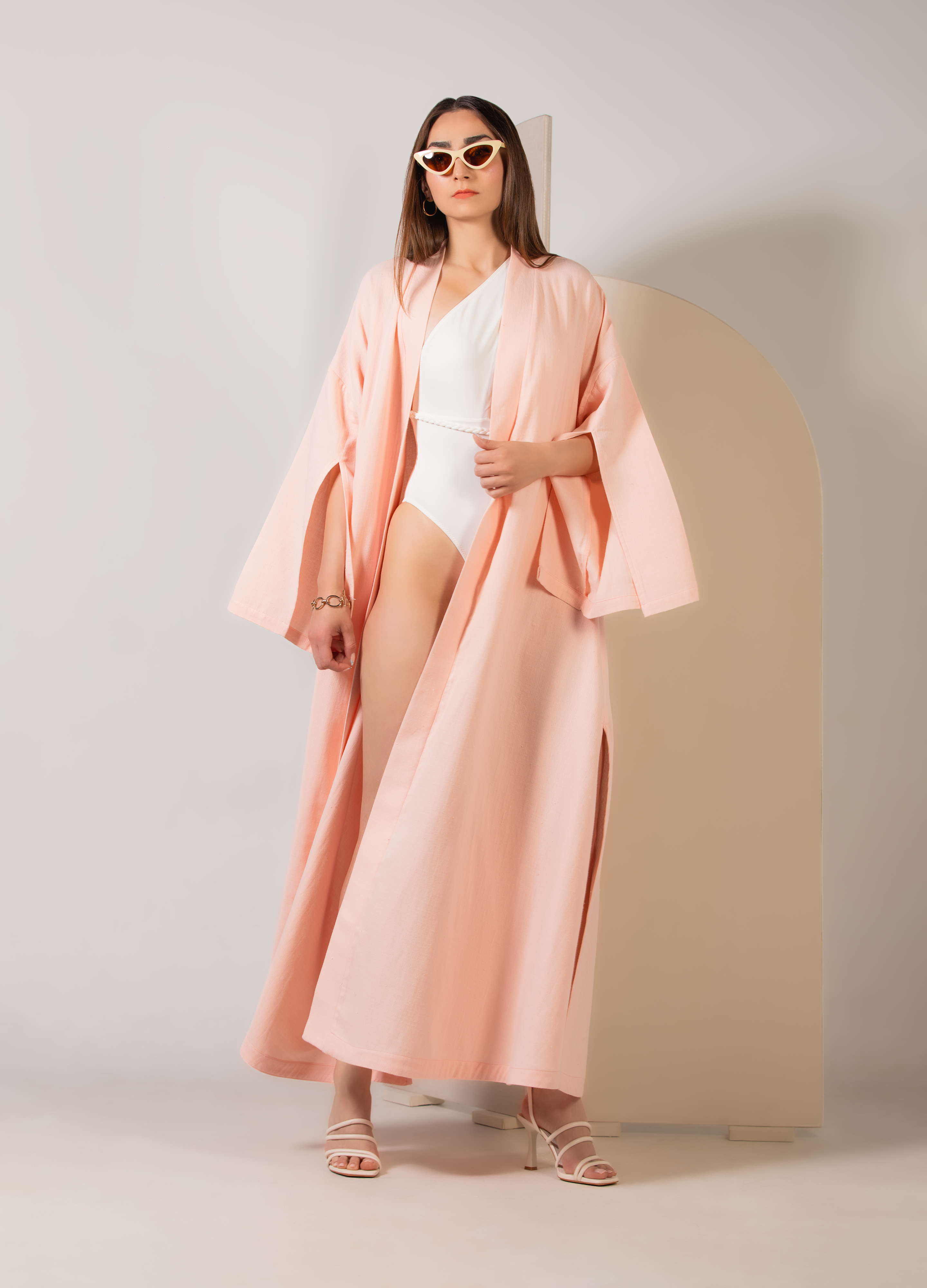PALE PINK LONG KIMONO