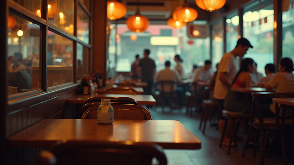 Wide angle view of a bustling Filipino restaurant atmosphere