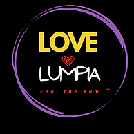Love Lumpia logo in black, purple, and gold with th etagline Feel the Yum!
