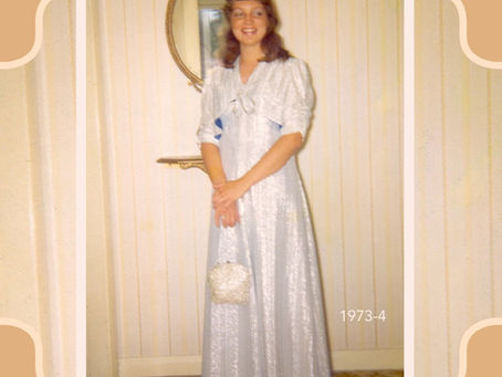 girl in the 1970s with silver lurex dress