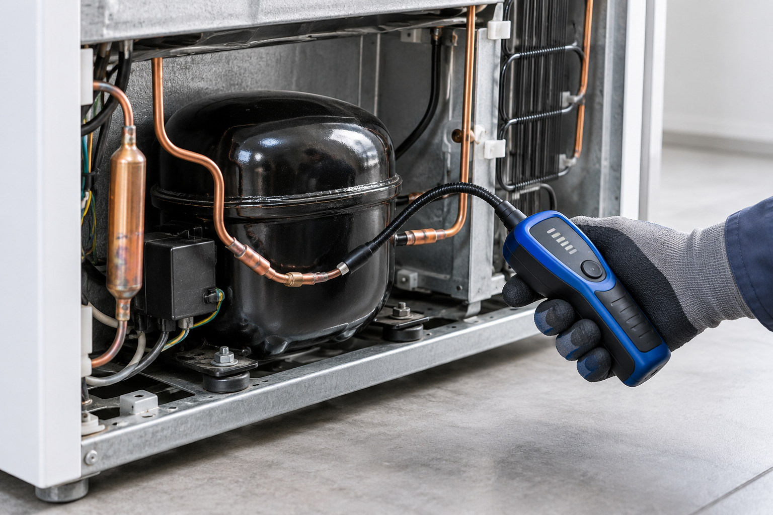 Illustration of refrigeration compressor and sealed system diagnostics