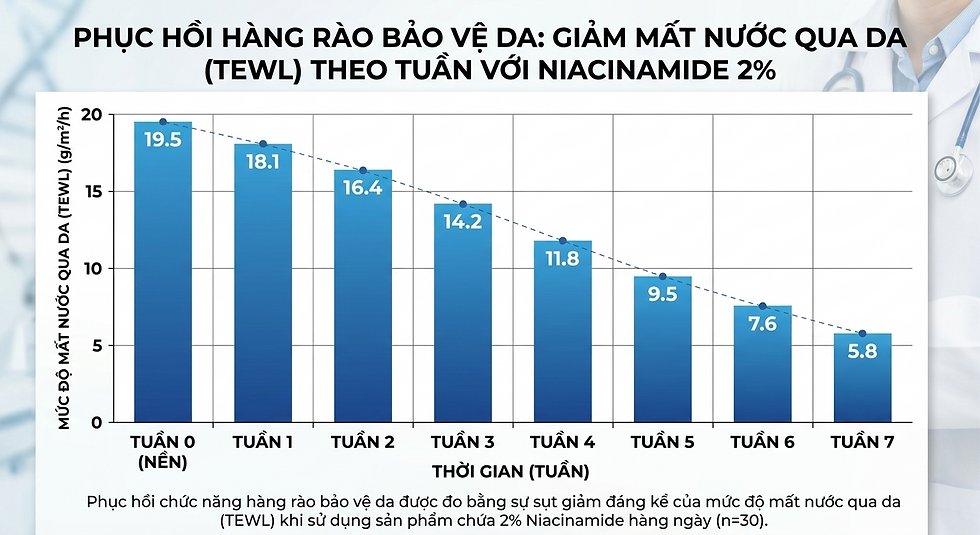 Biểu đồ thời gian khi sử dụng niacinamide