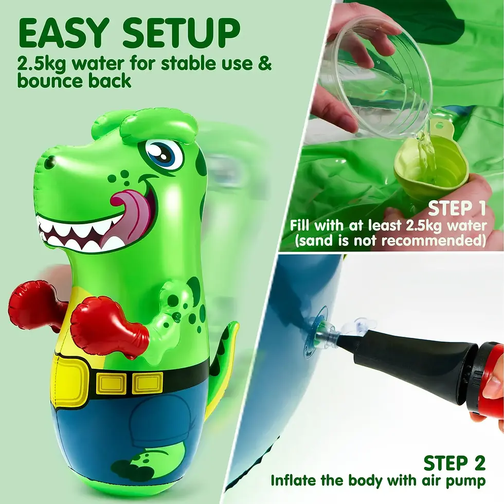Thumbnail: 47-Inch T-Rex Inflatable Punching Bag for Kids – Active Indoor Play Toy