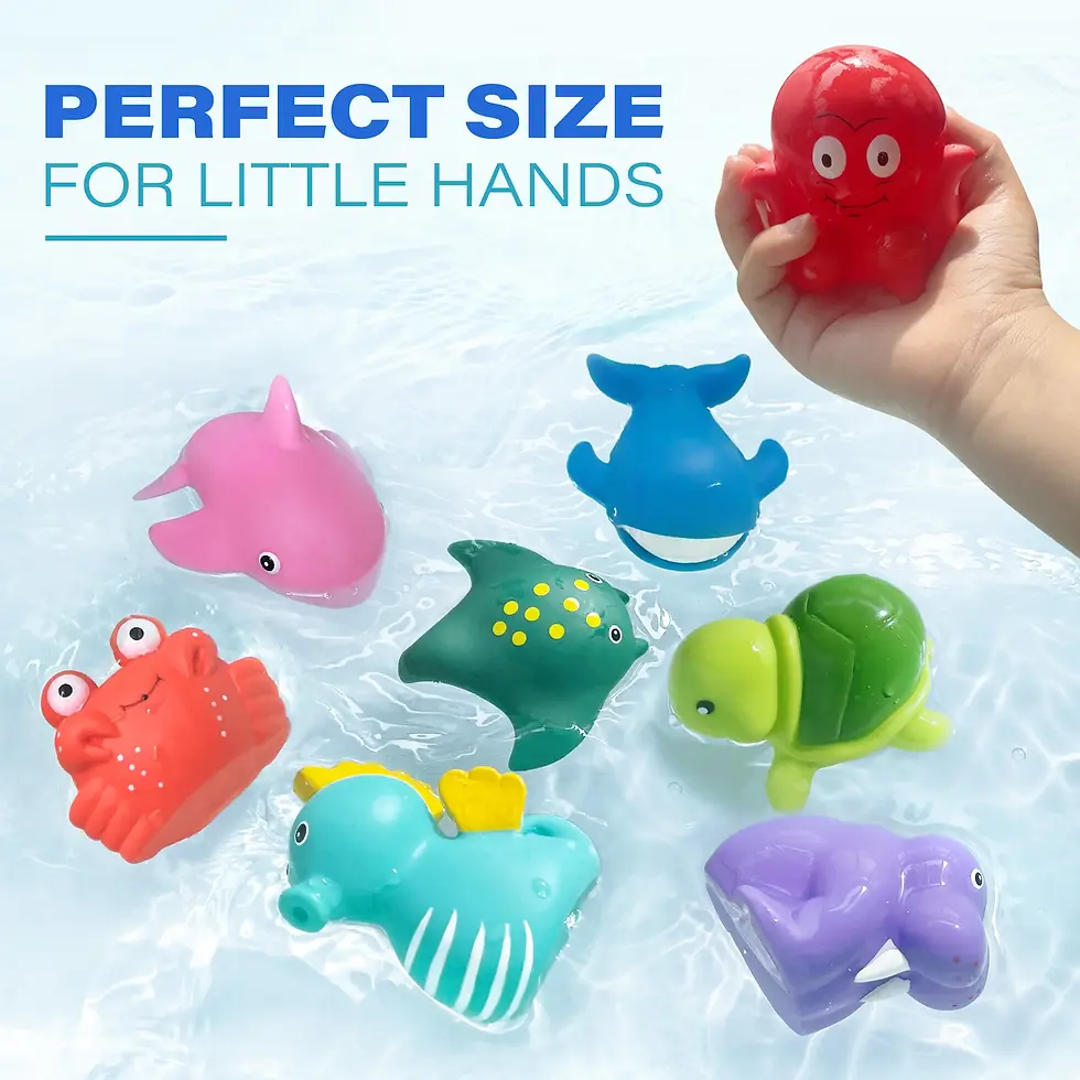 Thumbnail: 8PCS Mold Free Bath Toys Ocean Animal Bathtub Set for Toddlers