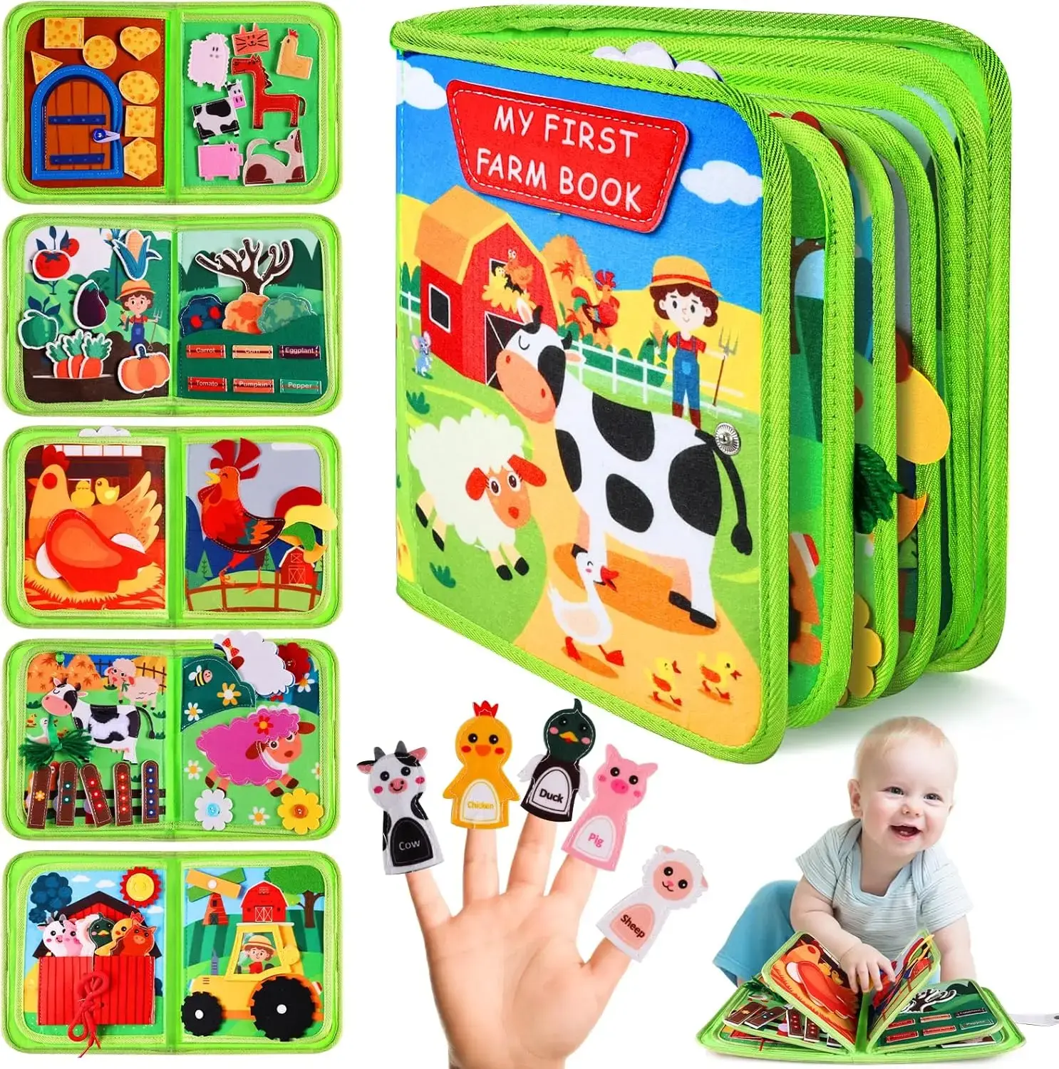 Montessori Farm Animal Busy Book Educational Learning Toy