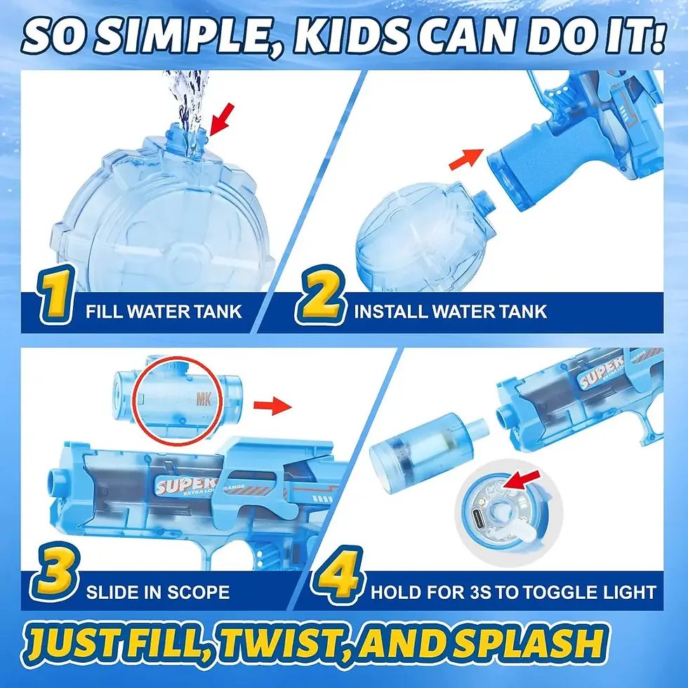 Thumbnail: Rechargeable Electric Water Gun with LED Lights – Kids Summer Outdoor Toy