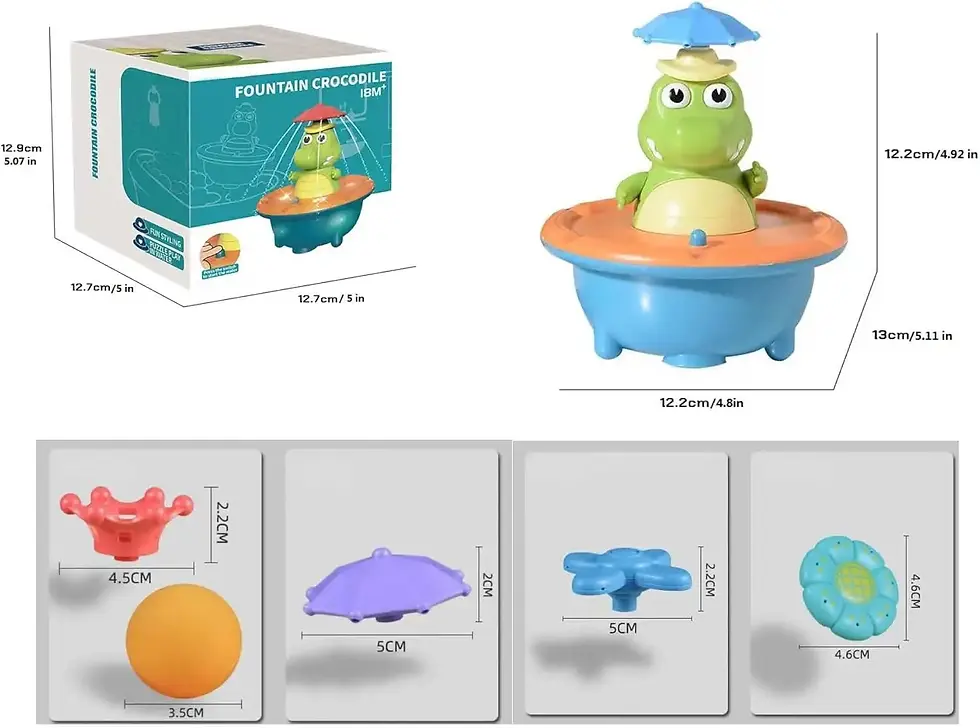 Thumbnail: Crocodile fountain toy with its box and interchangeable spray heads