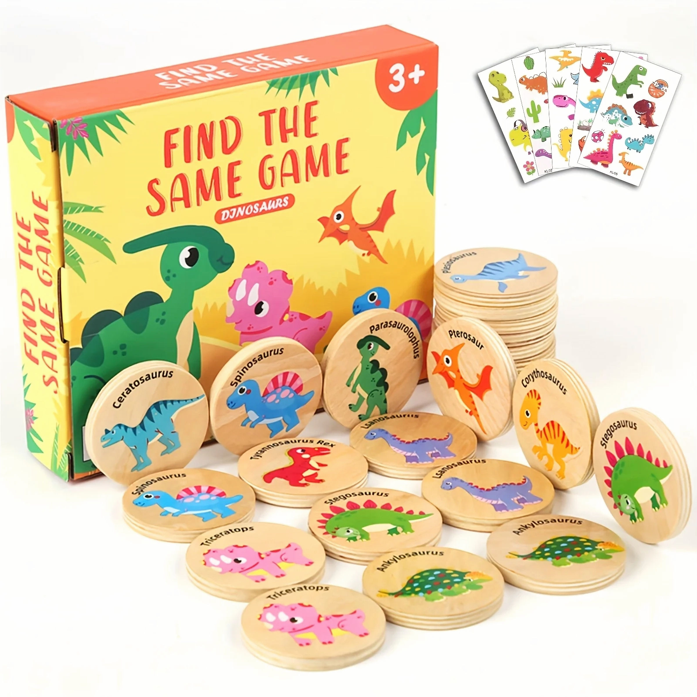 Dinosaur Wooden Memory Matching Game Educational Toy for Kids