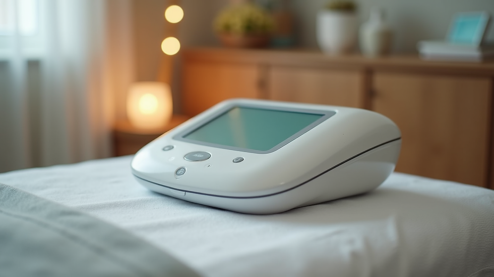 Close-up view of bioenergetic scanning device on a wellness table