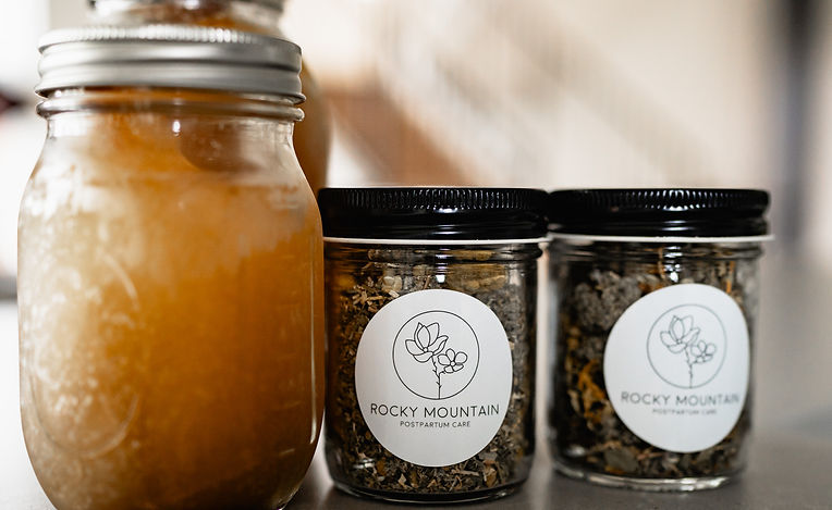 Herbal tea mixture made by a postpartum doula in Denver