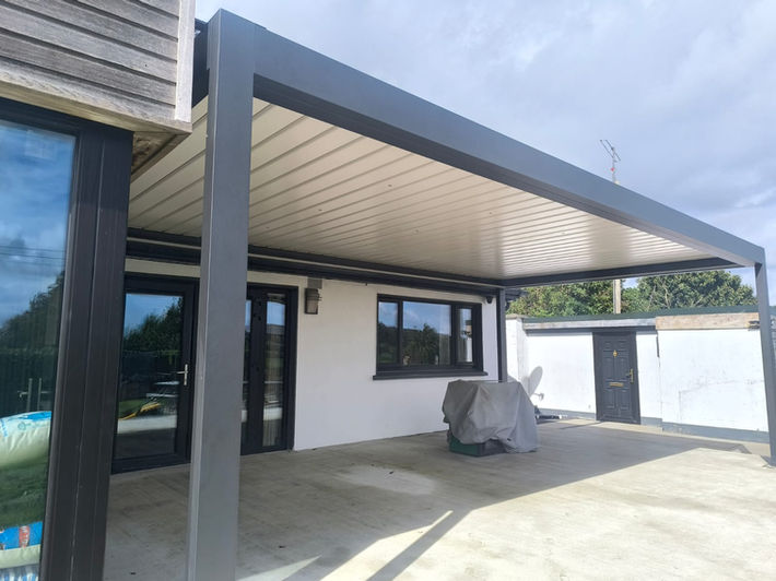 Bioclimatic Pergola installed - with motorized roof, motory by somfy - installed by Gardenzone in Ireland