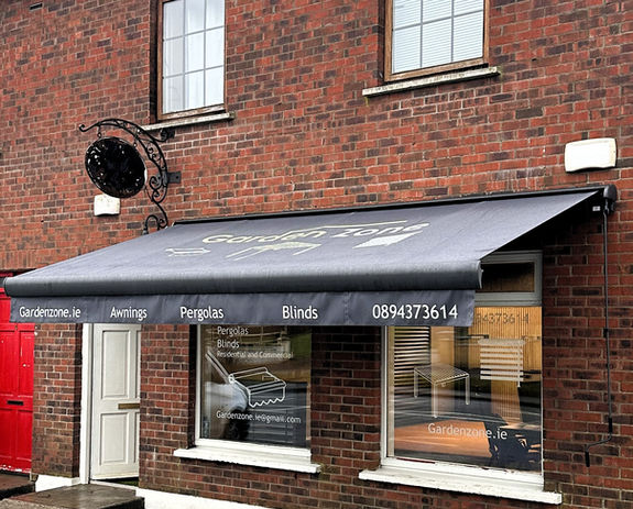 grey awning on gardenzone shopfront