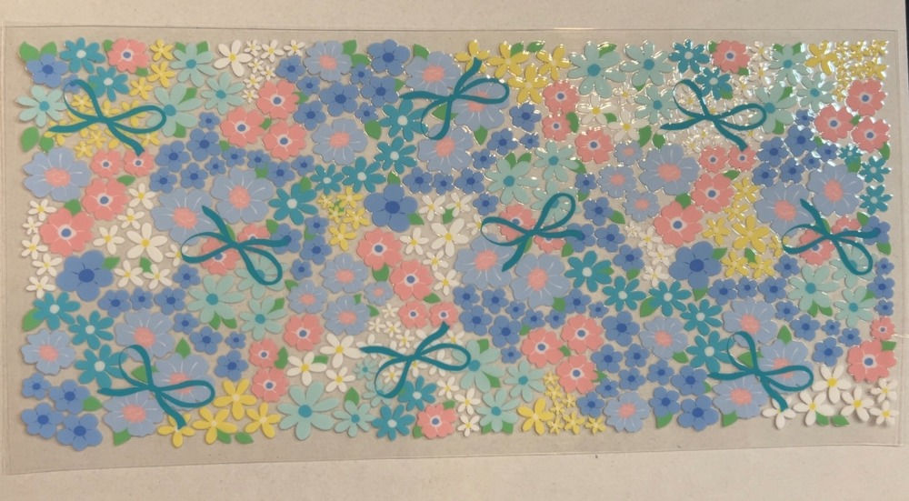 #201 blue, pink & white flowers- 16oz wrap