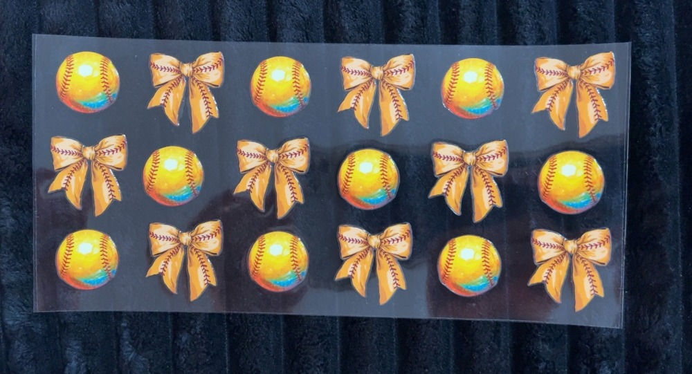 #136 Softball & bows-16oz