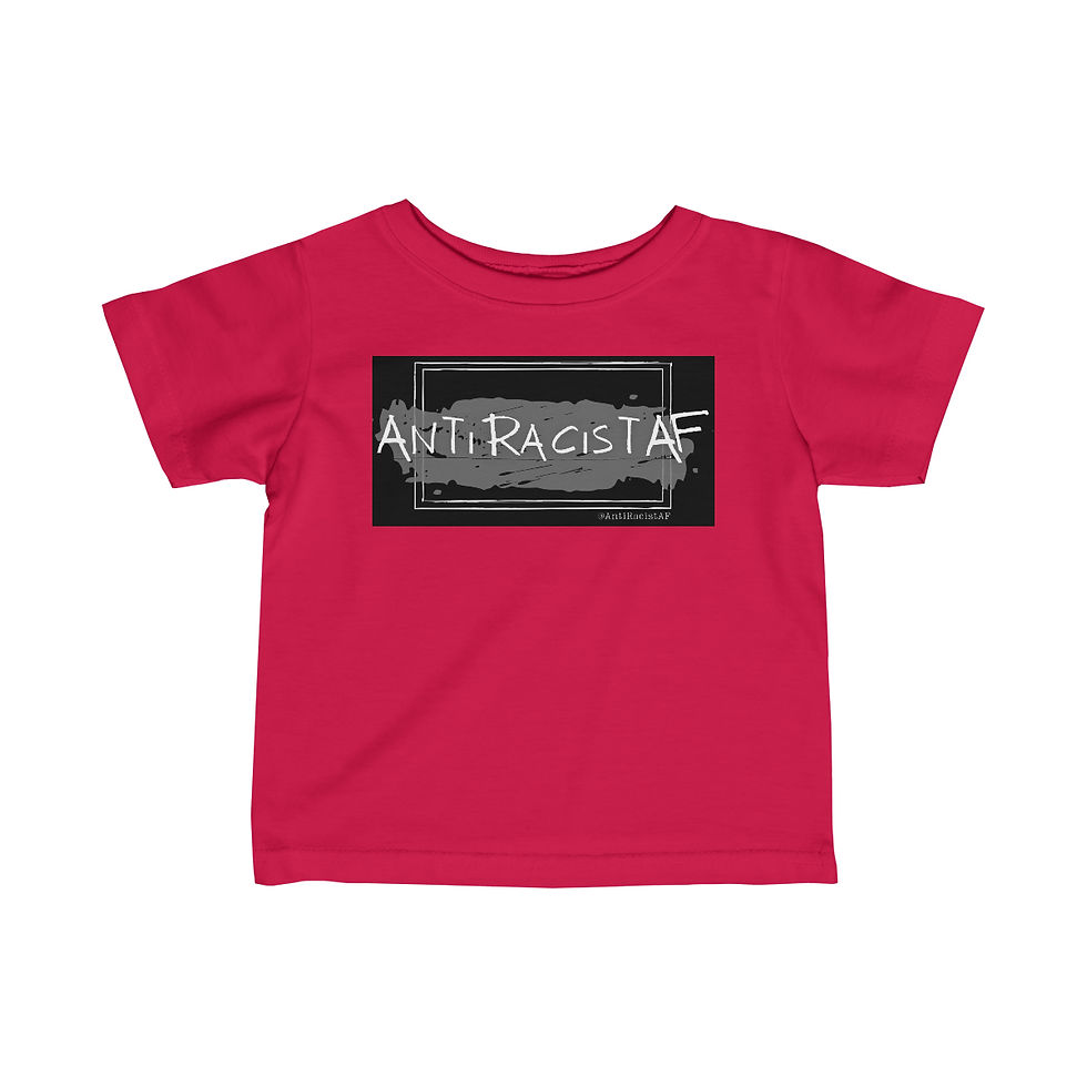 Thumbnail: AntiRacistAF Black & Grey Infant Fine Jersey Tee (6M-24M)